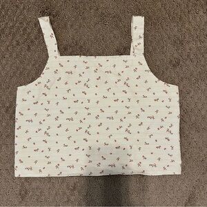 GB girls White and Red Floral Tank Top